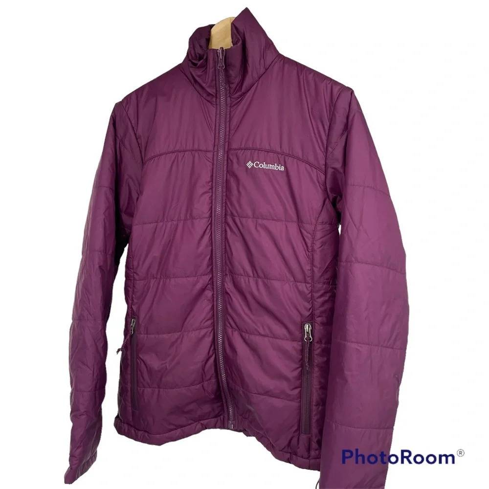 Columbia Omni-Heat maroon purple puffer interchange womens small